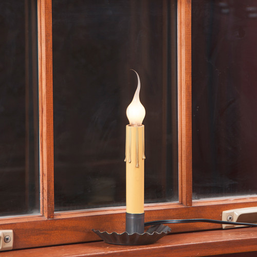 Crimped Window Sill Light 6in Country Tin Metal Candle Lamp Indoor Decor Additional image