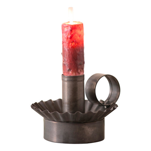 Kettle Black Metal Cottage Chamberstick Taper Candle Holder 3.5 in Tall Main image