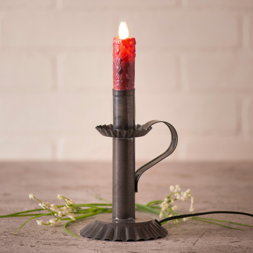 Kettle Black Metal Candlestick Holder 7in Electric Taper Candle Stand Indoor Additional image