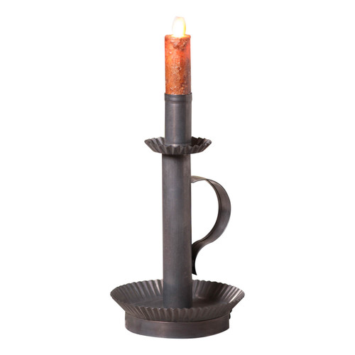 Tall Metal Candlestick Lamp Base 9in Kettle Black Country Farmhouse Decor Main image