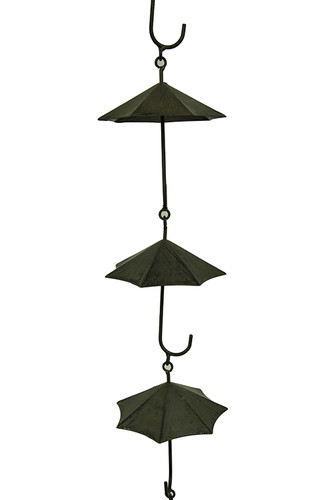 Metal Umbrella Rain Chain Dark Brown 61in Outdoor Gutter Downspout Decor Additional image