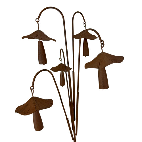 Metal Mushroom Garden Rain Bell Stake Brown 30 Inch Decorative Sculpture Additional image