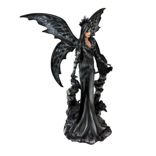 Crow Fairy Statue Gothic Black Resin Sculpture 9 in Decorative Figurine Additional image
