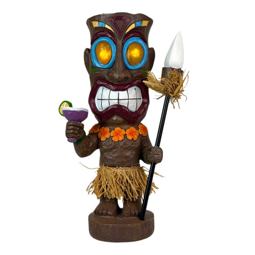 Solar Tiki Figurine Light 19 in Painted Resin Outdoor Statue Multicolor Main image