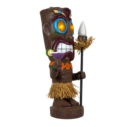 Solar Tiki Figurine Light 19 in Painted Resin Outdoor Statue Multicolor Additional image