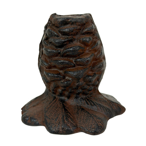 Set of 2 Pine Cone Taper Candle Holders Rustic Brown Cast Iron 3.5 In Additional image