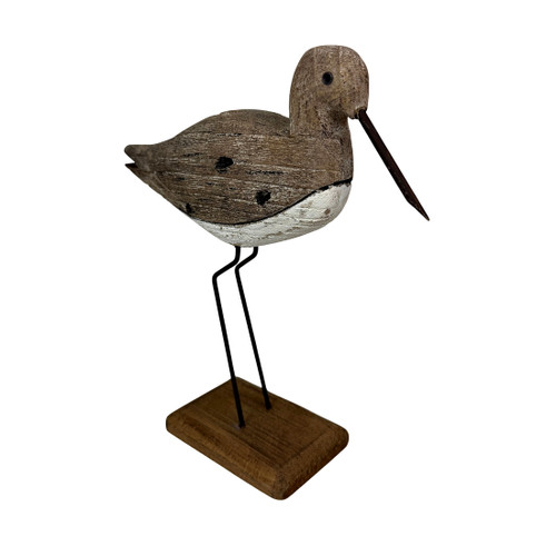 Decorative Sea Bird Figurine Weathered Wood Metal Coastal Statue 10.75 In Main image