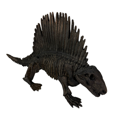 Dimetrodon Dinosaur Statue Fossil Style Brown Polyresin Sculpture 18 Inch Main image