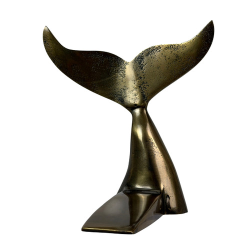 Whale Tail Door Stop Brass Finish Cast Aluminum Nautical 7 in Decorative Additional image