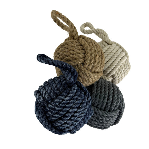 Set of 4 Nautical Rope Monkey Fist Decorative Balls 4 in Coastal Orbs Additional image