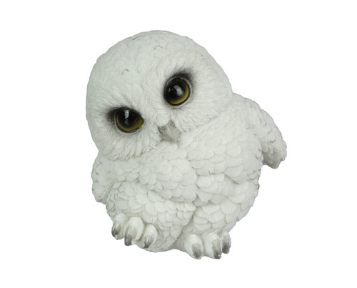 Adorable Big Eyed White Baby Snowy Owl Mini Statue 4.75 Inches High Main image