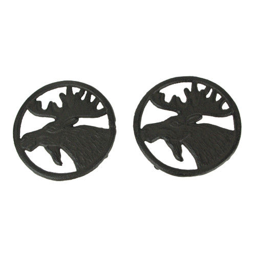 Set of 2 Cast Iron Moose Trivets Decorative Kitchen Home Decorations Lodge Decor Main image