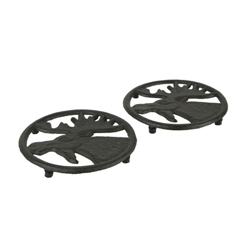 Set of 2 Cast Iron Moose Trivets Decorative Kitchen Home Decorations Lodge Decor Additional image