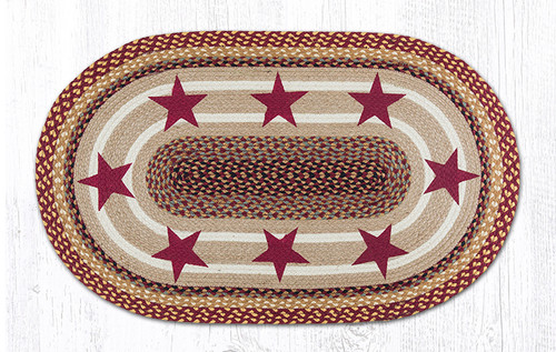 Earth Rugs OP-357 Burgundy Stars Oval Patch 27 Inch X 45 Inch Main image