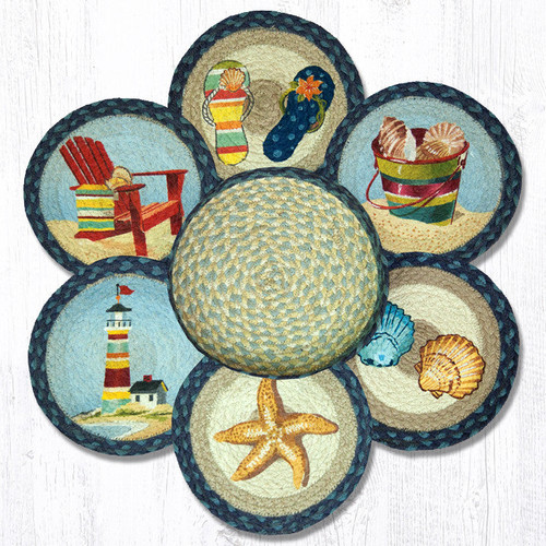 Earth Rugs TNB-362 By The Sea Trivets in a Basket 10" x 10" Main image