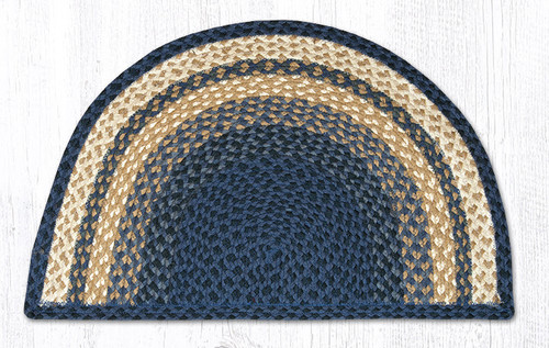 Earth Rugs SC-79 Lt. Blue / Dk. Blue / Mustard Small Rug Slice 18" x 29" Main image