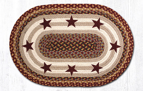 Earth Rugs OP-357 Burgundy Stars Oval Patch 20" x 30" Main image