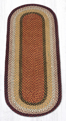 Earth Rugs C-19 Burgundy / Mustard Oval Braided Rug 2 Feet X 6 Feet Main image