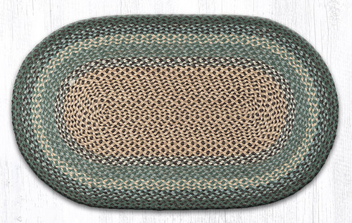 Earth Rugs C-13 Dark Green Oval Braided Rug 27" x 45" Main image