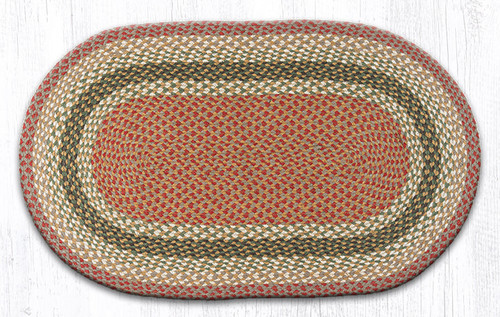 Earth Rugs C-24 Olive / Burgundy / Gray Oval Braided Rug 27" x 45" Main image