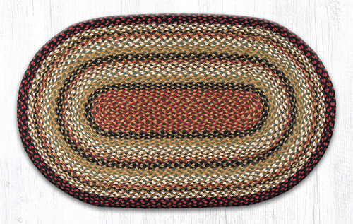 Earth Rugs C-319 Burgundy / Mustard / Ivory Oval Braided Rug 27" x 45" Main image