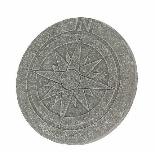 Compass Rose Design Natural Gray Finish Round Cement Stepping Stone/Wall Hanging Main image