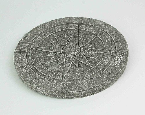 Compass Rose Design Natural Gray Finish Round Cement Stepping Stone/Wall Hanging Additional image