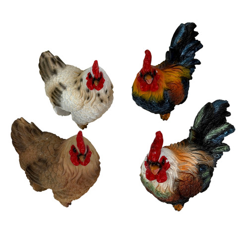 Chicken Rooster Pot Hanger Figurines Set of 4 Resin Planter Decor 3 In Main image