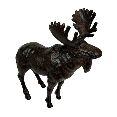 Cast Iron Moose Statue Brown Glossy Wildlife Sculpture 8.5 Inch Decor Main image