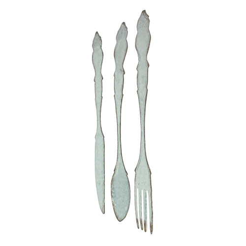 Extra Large Galvanized Metal Fork Spoon Knife Farmhouse Kitchen Wall Hanging Set Additional image