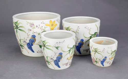 AA Importing Birds and Flowers Set of 4 Planters Main image