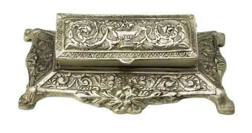 5 Inch Square Pewter Finish Stamp Box Main image