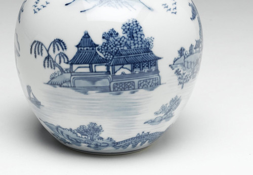 AA Importing 59766 Blue And White Round Jar With Lid Additional image