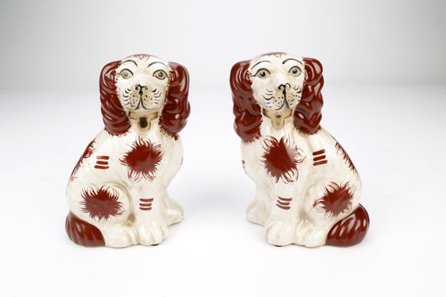AAI Rust Brown and White Staffordshire Dogs, Set of 2 Main image
