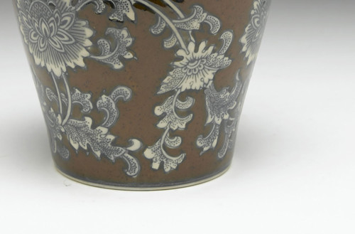 AA Importing 59729 Brown And Gray Floral 10 Inch Ginger Jar Additional image