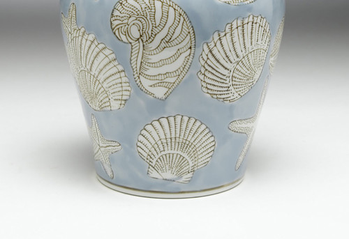 AA Importing 59728 Blue Seashell 10 Inch Ginger Jar Additional image