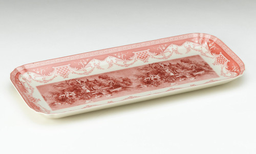 AAI Rectangular Porcelain Tray, Dark Pink and Cream Main image