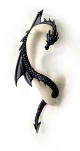 Alchemy Gothic Black Dragon Double Sided Ear Wrap Earring Additional image