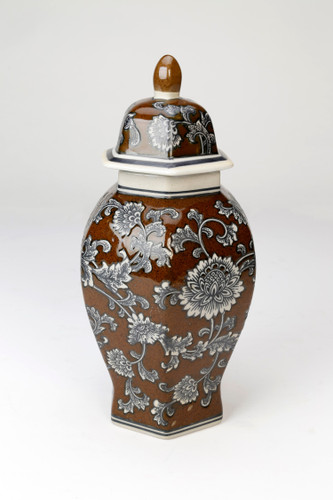 AA Importing 59819 14 Inch Hexagon Brown & Tan Ginger Jar Main image