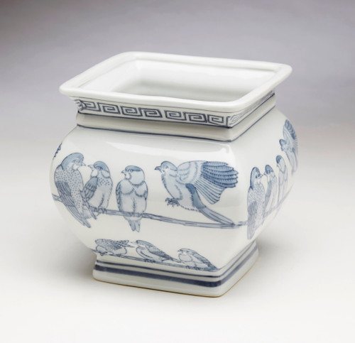 AA Importing 59835 Square Blue And White Planter Main image