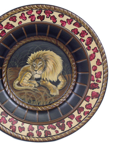 15 Inch Diameter Hand Painted Lion Decorative Plate Additional image