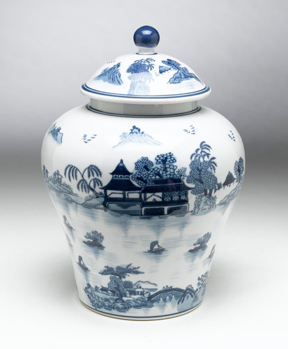 AA Importing 59739 Blue And White Ginger Jar With Lid Main image
