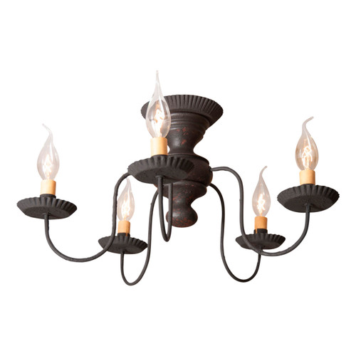 Irvin's Country Tinware Thorndale Ceiling Light in Hartford Black over Red Main image