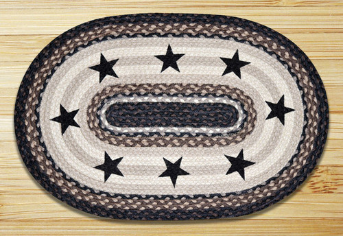 Earth Rugs OP-313 Black Stars Oval Patch 5 Feet x 8 Feet Main image