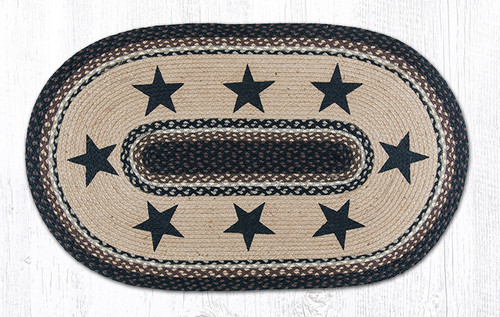 Earth Rugs OP-313 Black Stars Oval Patch 27 Inch X 45 Inch Main image