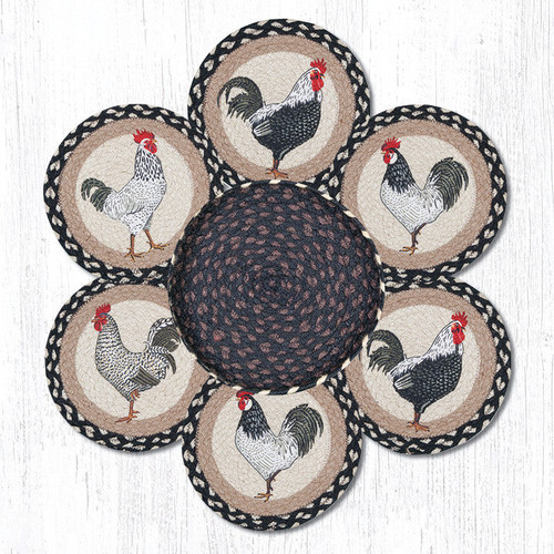 Earth Rugs TNB-430 Roosters Trivets in a Basket 10" x 10" Main image