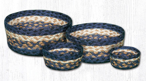 Earth Rugs CB-79 Light & Dark Blue / Mustard Casserole Baskets Set of 4 Main image