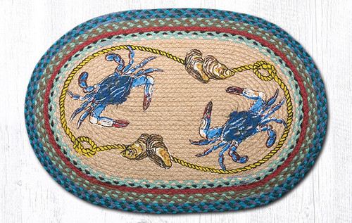 Earth Rugs OP-359 Blue Crab Oval Patch 20" x 30" Main image