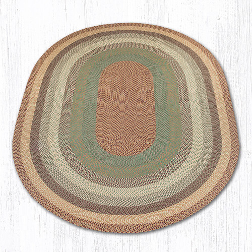 Earth Rugs C-413 Buttermilk / Cranberry Oval Braided Rug 8 Feet X 11 Feet Main image