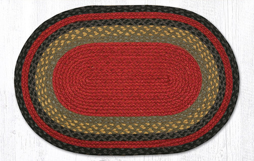 Earth Rugs C-238 Burgundy / Olive / Charcoal Oval Braided Rug 20" x 30" Main image